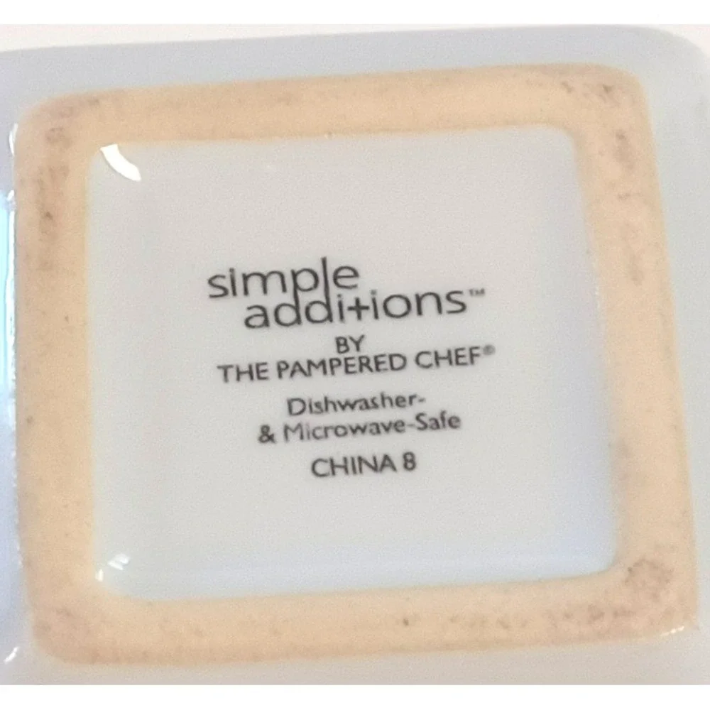 Pampered Chef White Square Ceramic Serving Bowl